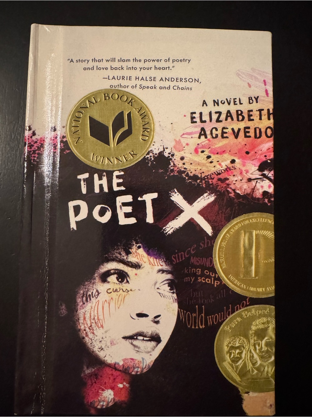 The Poet X by Elizabeth Acevedo - Black, Pink, Cream